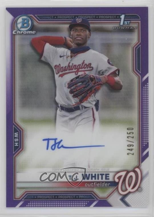 2021 Bowman Draft Chrome Pick Purple Refractor /250 TJ White #CDA-TWH Auto 0ft3