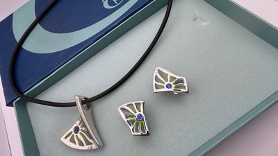 Pierre Lang 3 Tlg. Schmuck  MAGNOLIA Creolen Ohrringe Kette Anhänger w. neu OVP