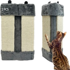 Cat Corner Scratcher 2 Pack Wall Mounted Sisal Scratch Pads Furniture Protector