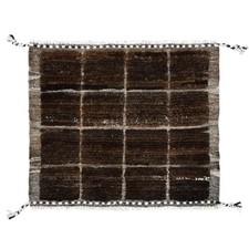 1'8"x2' Brown Moroccan Weave Grid Design Sample Wool Hand Knotted Rug R246