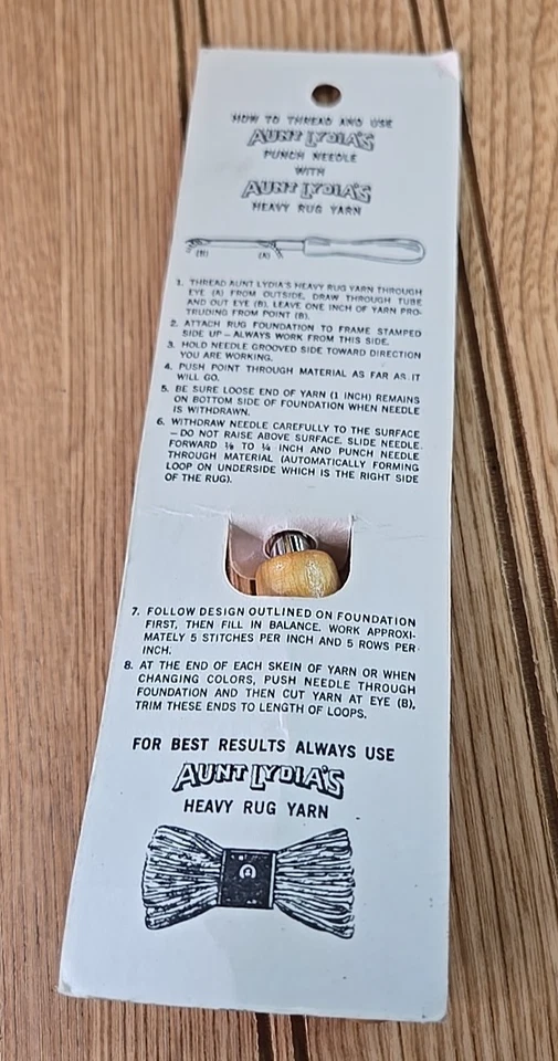 Vintage Aunt Lydia's Punch Needle Rug Crafting Tool No. 6 NOS ART235N - Image 2 of 2