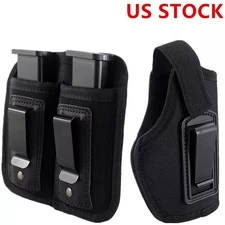 Tactical Concealed Carry Double Magazine Pouch Mag Holder IWB Belt Clip Holster