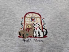 Vintage Best Friends Cat Sweatshirt Size Large Grandmacore