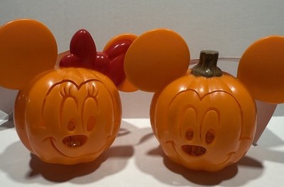 MICKEY & MINNIE MOUSE Light-Up Mini Pumpkin Set ~ 3  Halloween Disney ~ NEW