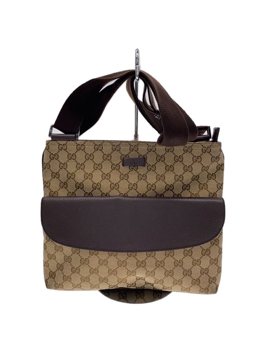 GUCCI GG monogram canvas shoulder bag in beige and brown