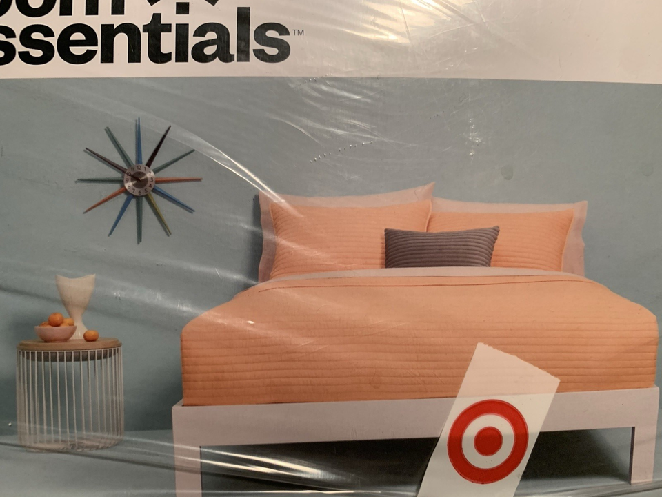 *Full/Queen Garment Washed Microfiber Quilt Orange Room Essentials