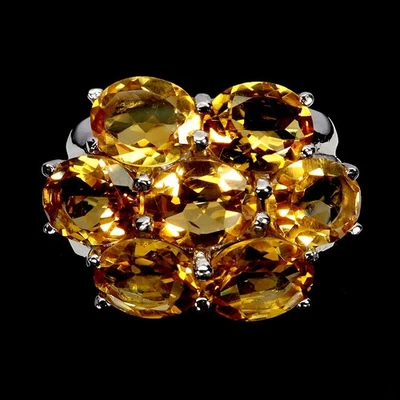 925 Sterlingsilber Ring Oval Citrin 9x7mm Natürlicher Edelstein Schmuck Größe 8 - Bild 1 von 4