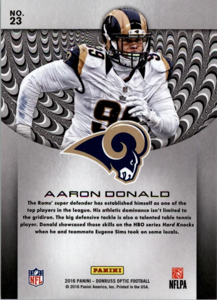 2016 Donruss Optic Prototypes #23 Aaron Donald - FB - Image 2 of 2
