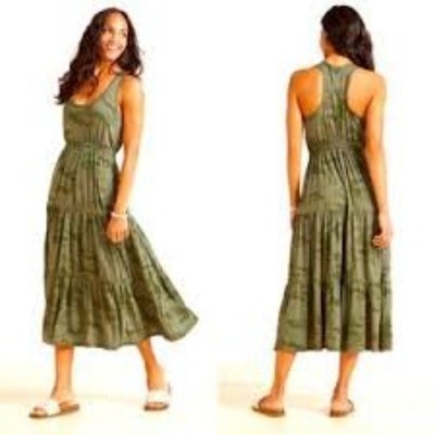 Sundry Malibu Midi Dress Womens S Green Boho Earthy Everyday Modern Simple Muted