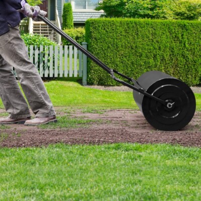 20Inch Lawn Roller: Push or Tow, 10-Gal Capacity, Dark Green