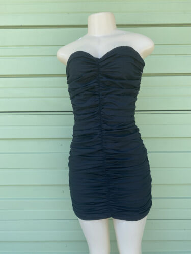 NEW ZARA Black FASHION TUBE DRAPED DRESS Cotton Sleeveless Zip Size M B1378 - 第 1/9 張圖片