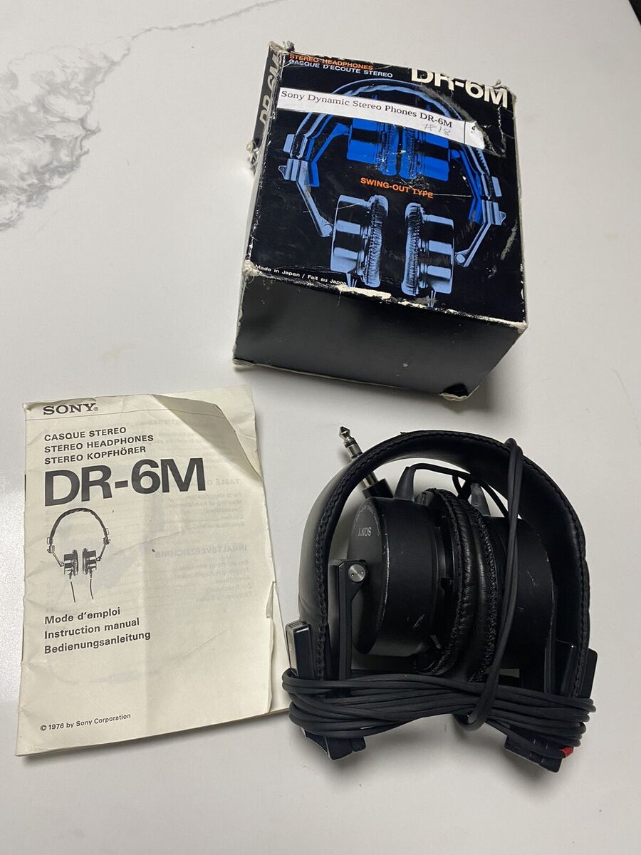 Vintage 1976 Sony Dynamic Stereo Headphones DR-6M Works Vintage 1976 Sony Dynamic Stereo Headphones DR-6M Works