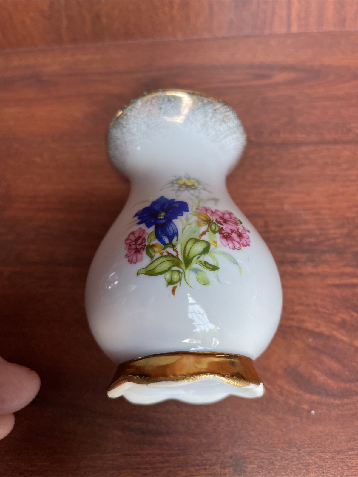 Cottier Freres Switzerland Hand Painted Gold Trim, Number 214 Flowered Bud Vase