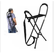 Folding Seat Cane with Easy Carry Shoulder Strap and Mesh Seat