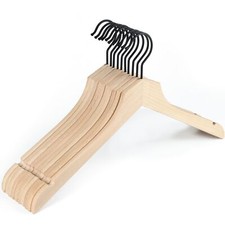 24 Pack Natural Solid Wooden Hangers Non-Lacquered Slim Space Saving Design