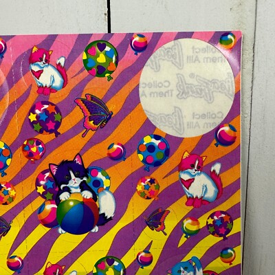 Vintage Lisa Frank Sticker Sheet Cat Kitty Butterfly Rainbow 90s