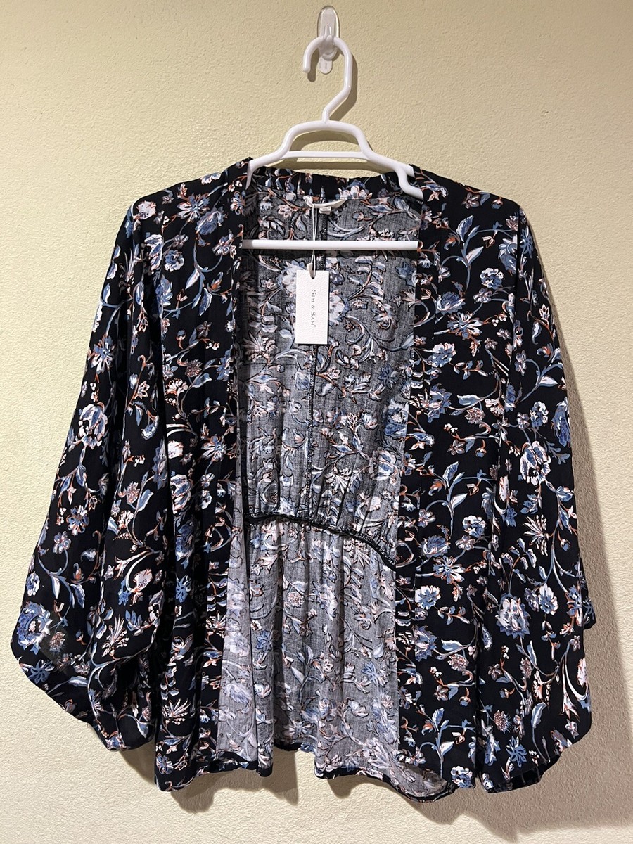 Sim & Sam Women Floral Lightweight Open Front Rayon Kimono Top