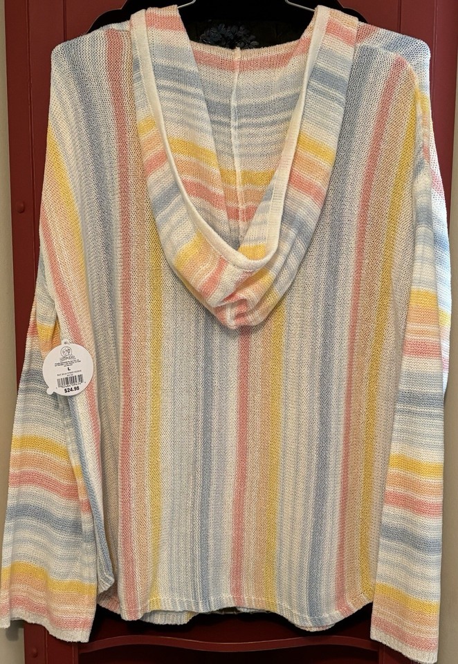 BUCEES Baja Hoodie Pullover Knitted Large Women Oversized Beach Pastel