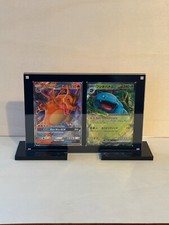 Custom 2 Card Pokemon TCG Heavy Duty Magnetic Trading Card Display Case w/ Stand