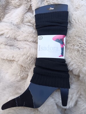 One Pair Isadora Paccini NY Jet Black Leg Warmers Rib Knit One Sz  Free Shipping