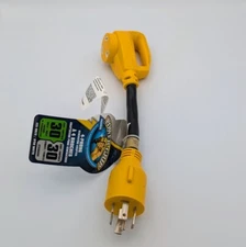 Camco 55382 PowerGrip 12" 30Amp Locking 4 - Prong 12 inch male Generator Adapter