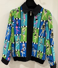 Vintage Bob Mackie Wearable Art Silk Bomber 60’s Model Print Jacket S