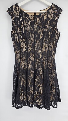 Womens Gabby Skye Black Lace Style Dress Size 10 Flare | eBay