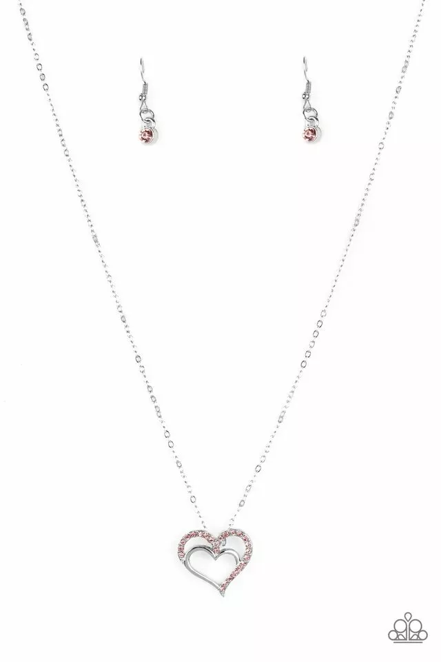Pink heart necklace paparazzi sale