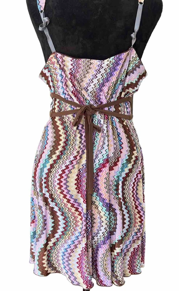 Vintage Y2k bisou bisou Slip Dress Sz L Gown Stretchy Hippie Boho Lettuce Trim - Image 2 of 4