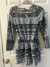 Decree Womens Romper One Piece Shorts Black White Print Sz Small