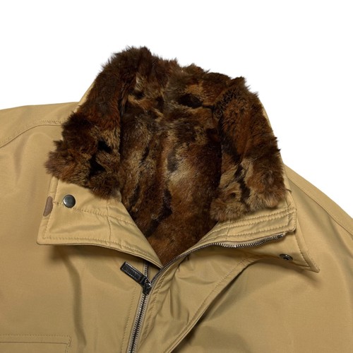 Canali Luxury Fur Lined Beige Zip Jacket Overcoat Pockets Men's Size 56 Italy - Picture 3 of 12