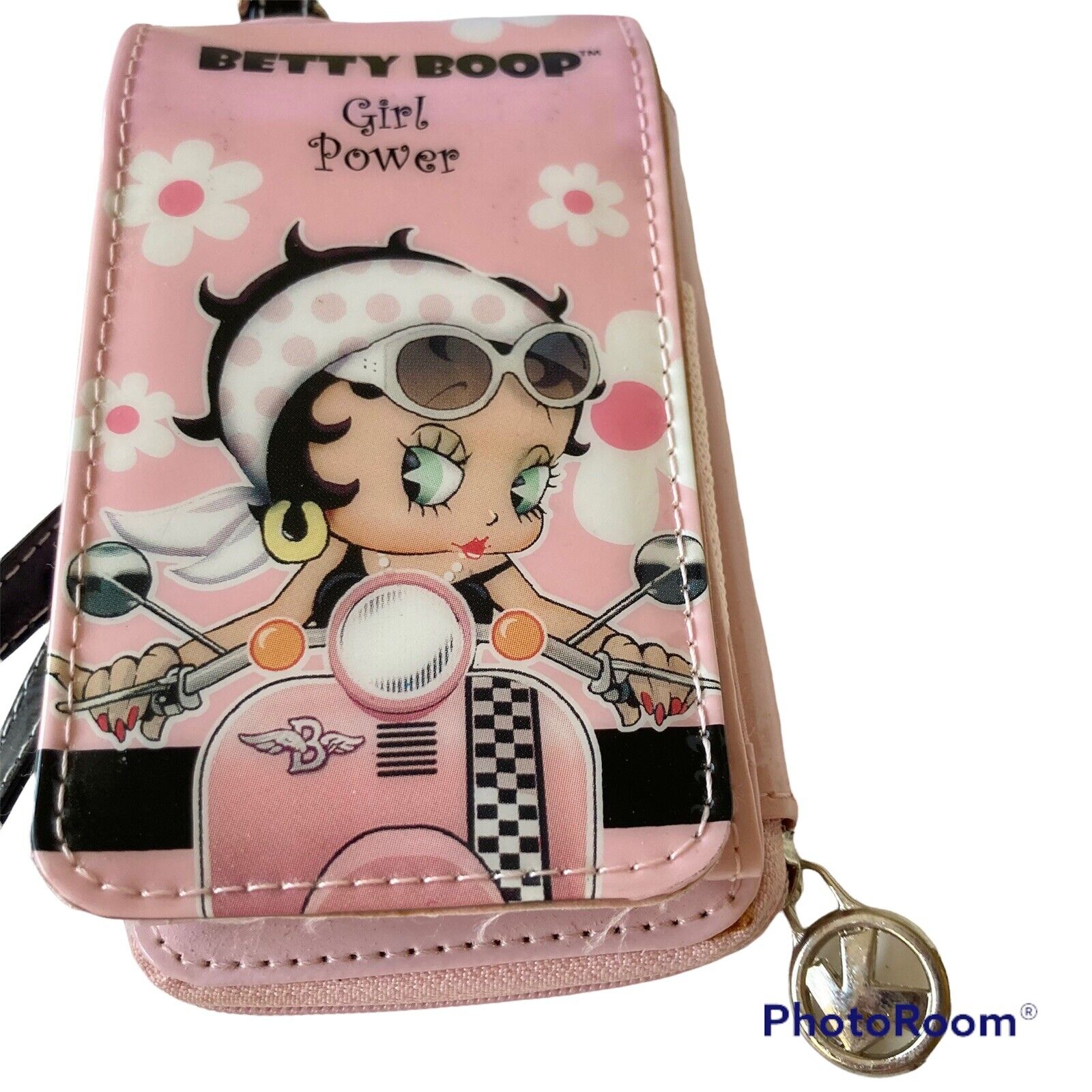 Vintage Betty Boop Cell Phone Wallet Crossbody Case Pink Wristlet Girl Power