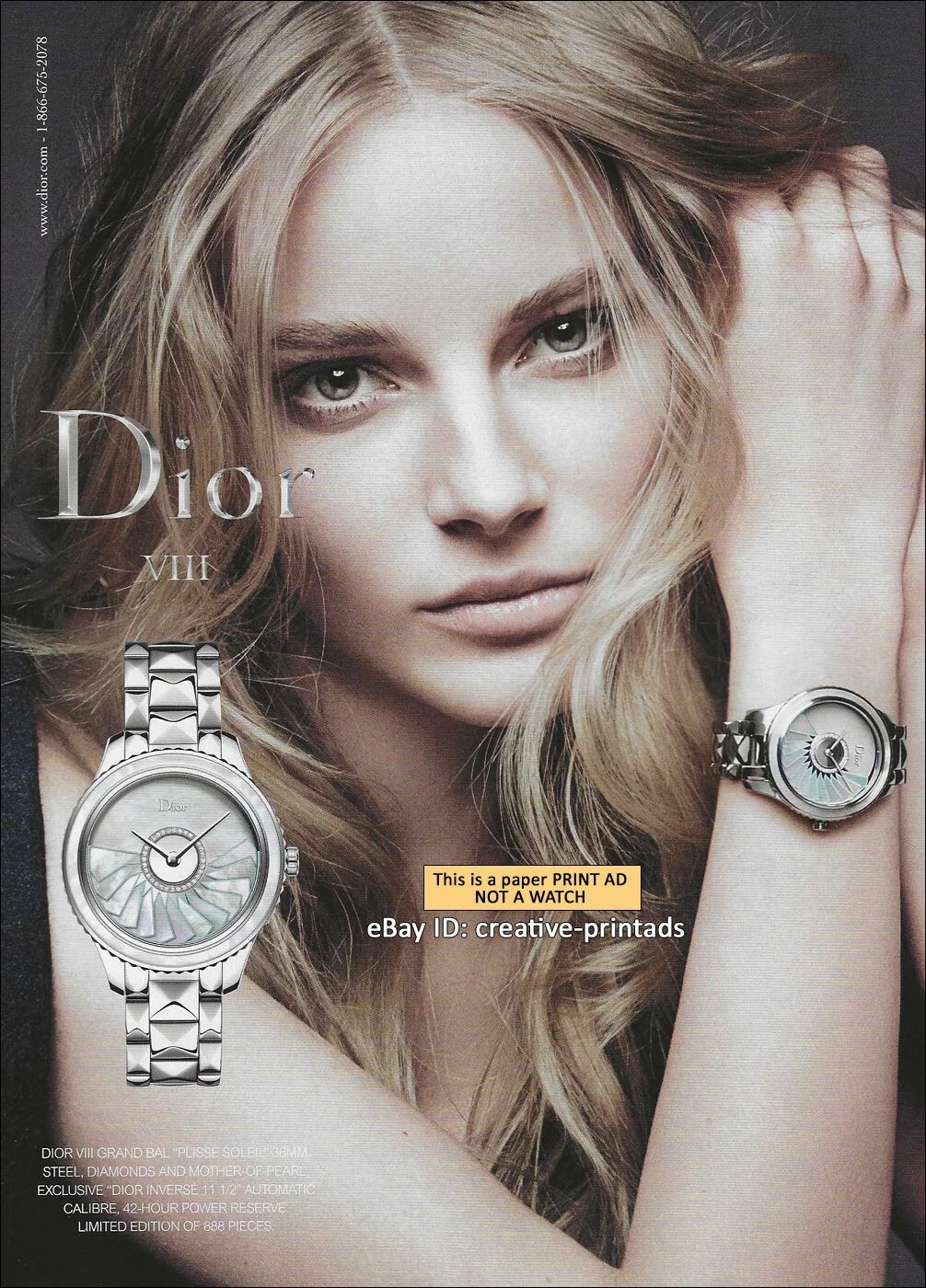 PUBLICITÉ IMPRIMÉE DIOR Fine Watches 1 page 2014 IEVA LAGUNA VIII GRAND BAL PLISSE SOLEIL