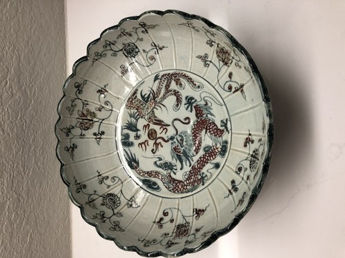 vintage chinese dragon phoenix bowl centerpiece Plate - Picture 8 of 12