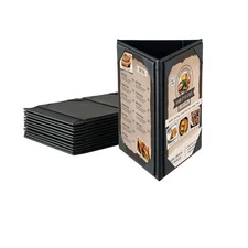 FLKQC 12 Pcs Table Tent Menu Covers | 3-Side Triangle Picture Frames Leather ...