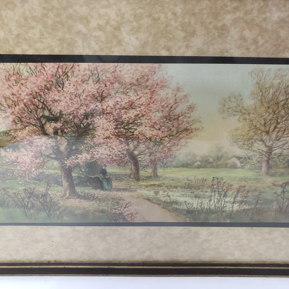 C Hopkins Print Cherry Blossom Trees Framed 17x11 Spring Landscape Cottage Decor - Image 4 of 4
