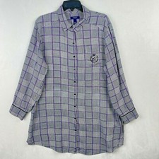 Chaps Women’s Large Purple Houndstooth Button Up Long Sleeve Tunic
