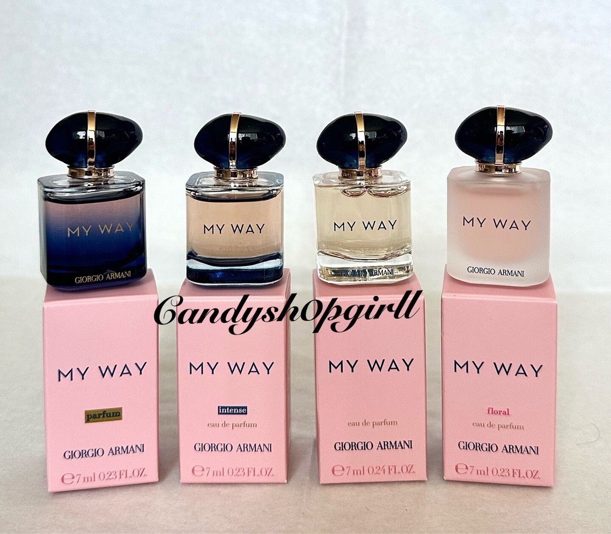 4PC Giorgio Armani MY WAY PARFUM/MY WAY FLORAL/INTENSE Eau De