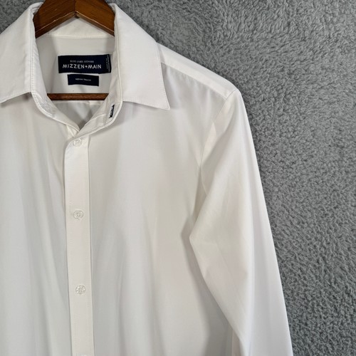 Mizzen Main Shirt Mens Medium White Performance Button Up Trim Fit Leeward - Picture 3 of 11