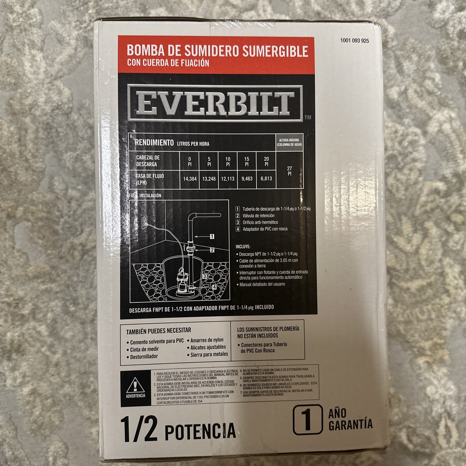 Everbilt SBA050BC 1/2 hp Submersible Sump Pump with Tether for sale ...