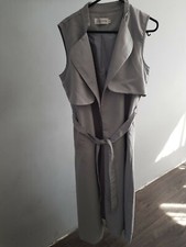 In The Style Long Grey Waistcoat Jacket With Belt Size 8