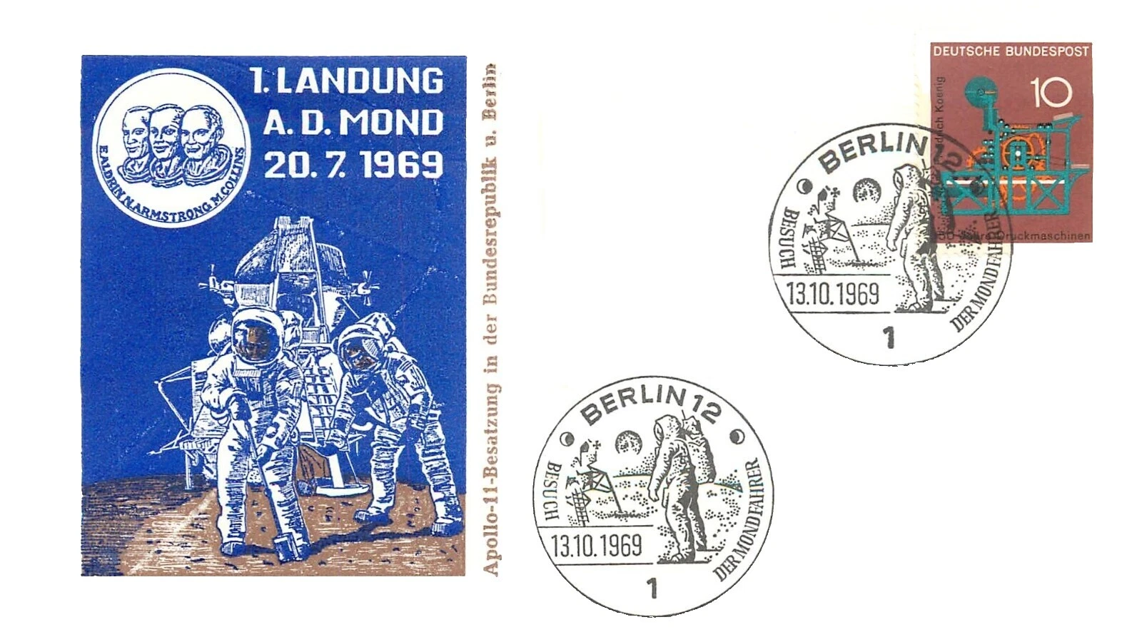 First Day of Issue German First Day Cover Space Postal Stamps
