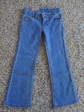 NEW Girls SONOMA KOHLS BOOT CUT Blue GLITTER JEANS  Size 5 SLIM  ADJUSTABLE