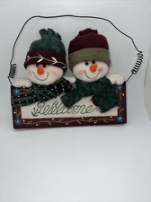 Snowman Welcome Wall Plaque Sign Holiday Wood Decor Christmas Xmas G1