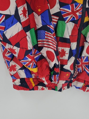 Vintage Y2K Lavon Silk International World Flag Jacket Size M Zip Front Retro - Picture 4 of 11