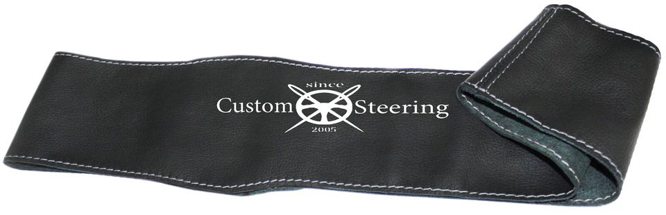 PUNTADA GRIS PARA FORD FOCUS 2011-2014 CUERO NEGRO REAL CUBIERTA VOLANTE Foto 3 de 4