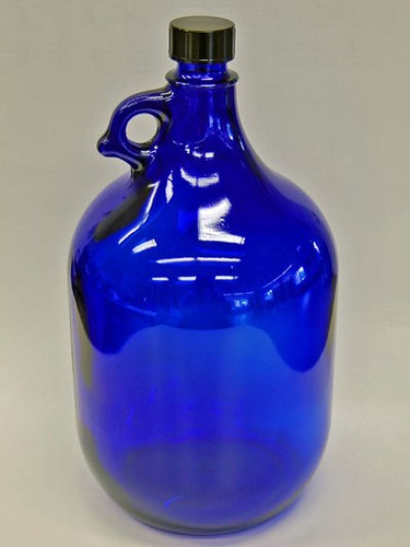 4er Set Glasballonflasche 5 Liter – Blaue Glasflasche Mit Henkel Und Schraubverschluss, Für Wein, Wasser, Saft & Öl, Wiederverwendbar Glasballons 5 Liter Set