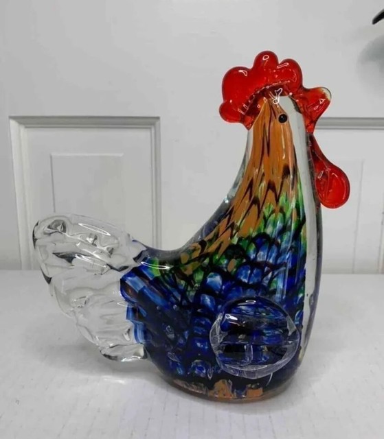Beautiful Large Art Glass Rooster No Chips/Cracks - Great Quality and Details Beautiful Large Art Glass Rooster No Chips/Cracks - Great Quality and Details