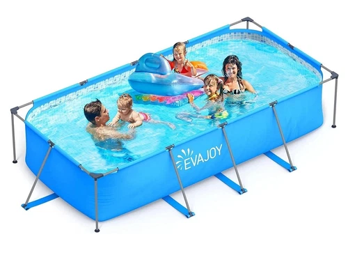 Evajoy EJHF047 Rectangular Metal Framed Swimming Pool Set 14ft x 7ft x 33in