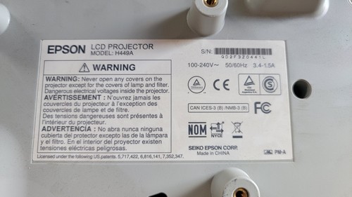 Epson PowerLite 435W LCD Projector H449A 1075 Hours - Photo 4/5